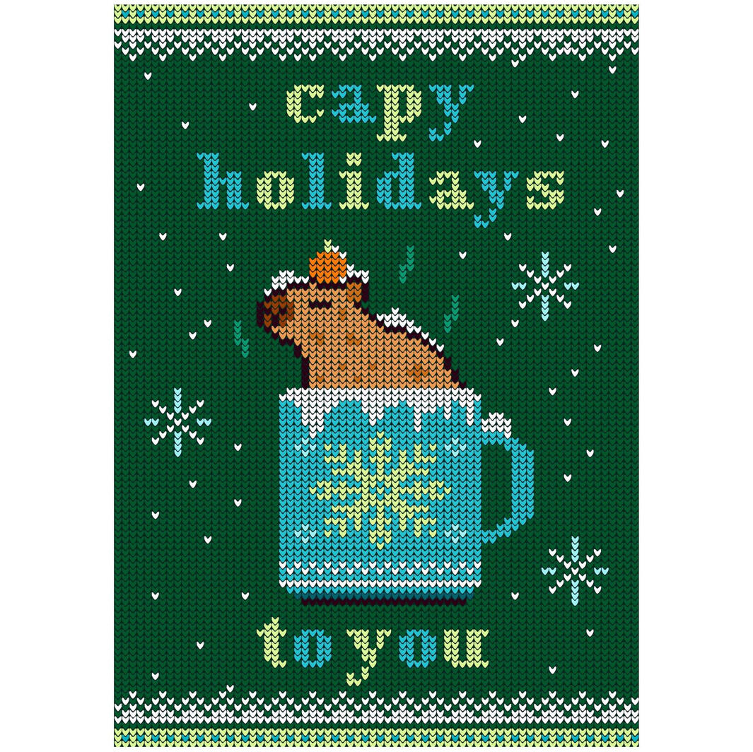 Capy Holidays To You - Knit Pattern Greeting Card