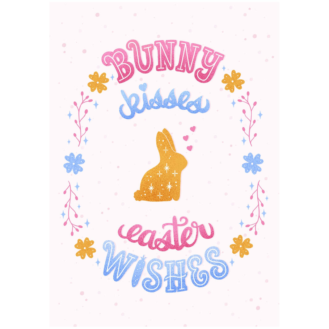 Bunny Kisses, Easter Wishes - Greeting Card