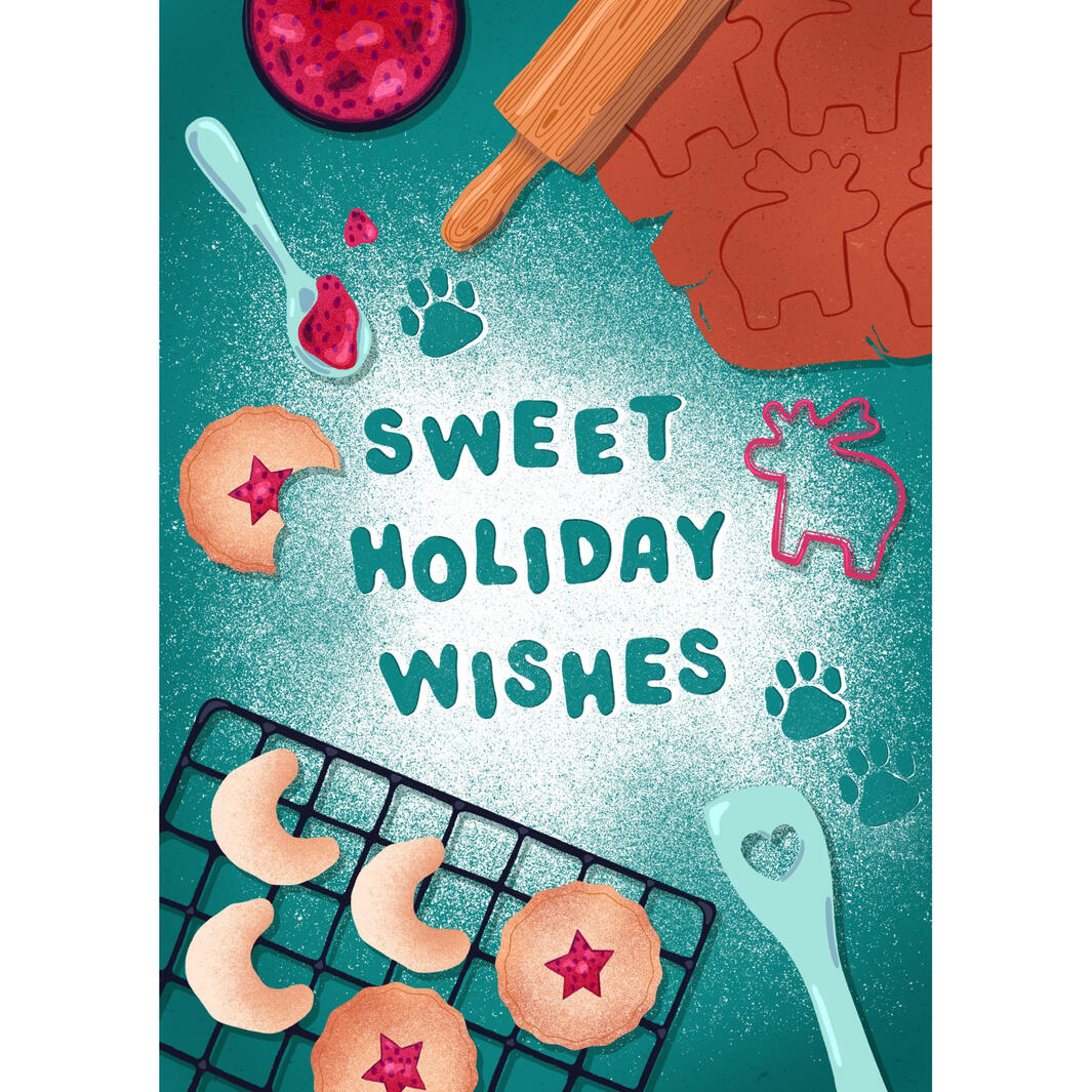 An illustrated baking scene